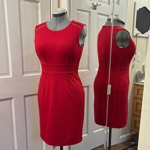 Soho Apparel Red Sheath Mini Dress Crew Neck Sleeveless